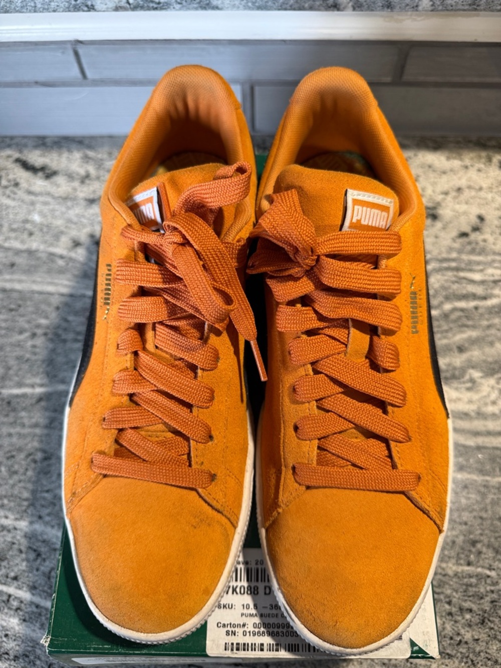 Puma Orange Suede Low-Top Sneakers